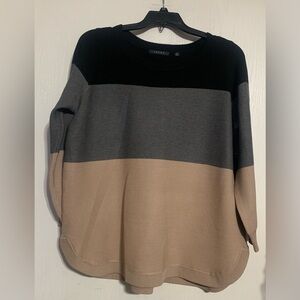 Cyrus Black Gray Tan Colorblock Sweater NWT